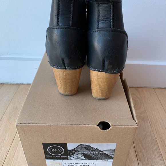 No6 High Heel Lace Up Ankle Clog Boots / BLACK / Size 37 - Picture 3 of 6